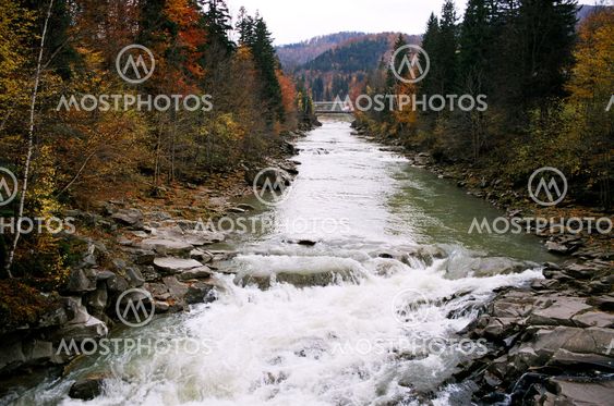 Mountain River in autumn