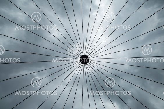Abstract steel structure with lines and a dot