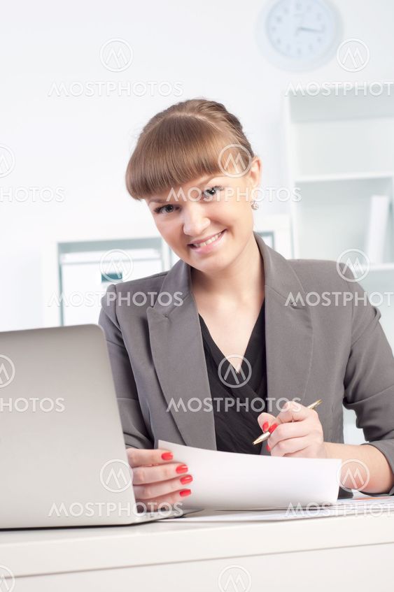 woman works in the office