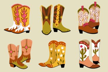 Cowboy boots. Western men and women footwear,...