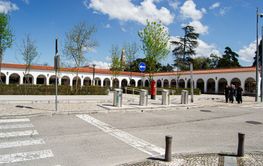 Cultural public square scene in Fatima with vibrant...