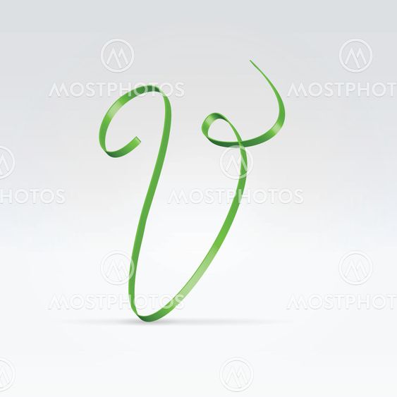 Thin green satin ribbon typeface