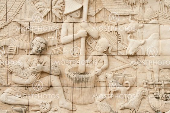 native molding art on wall in thai style
