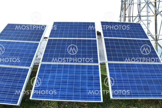 closed up the solar cell on the mountain in Nepal