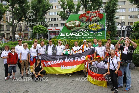 Germany football team supporters pose for a group photo