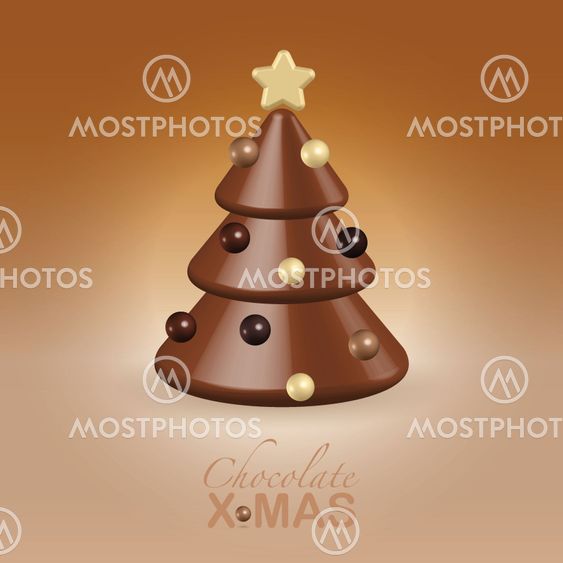 Chocolate christmas tree decorations postcard