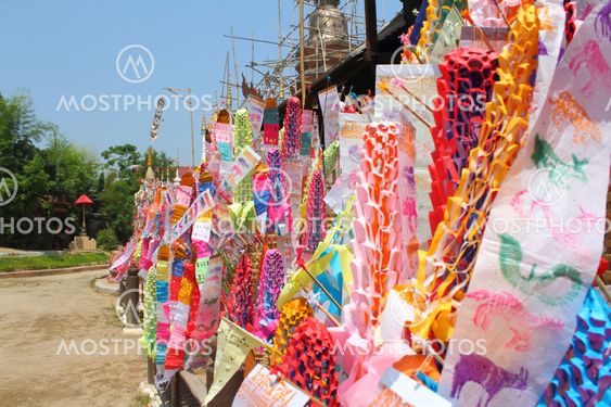 Color paper flag for Buddha worship