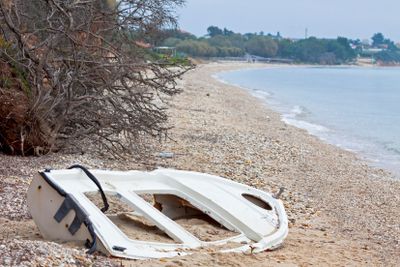 Mediterranean winter seacoast in Nea Moudania town,...