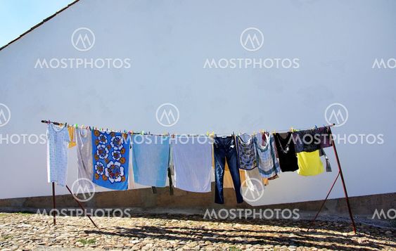 clothing hanging on a rope