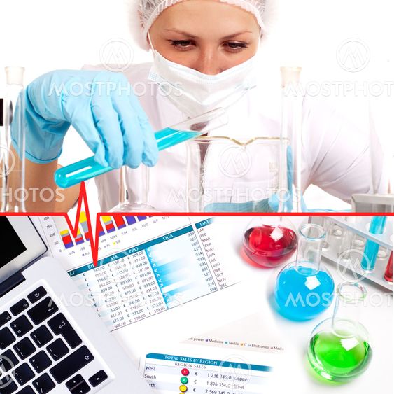 Collage with scientist in laboratory