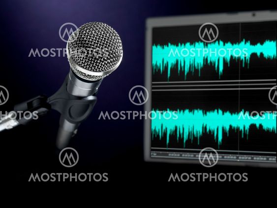 Microphone on recording studio.