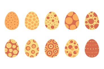 Decorated color Easter eggs set. Egg in flat style....