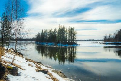 Spring landscape on the river Kymijoki, Kouvola, Finland