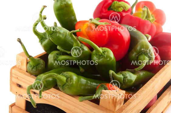 Wooden crate with vegetables