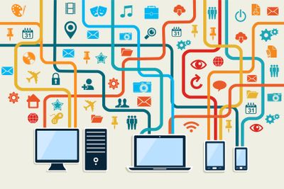 Social media devices connection concept