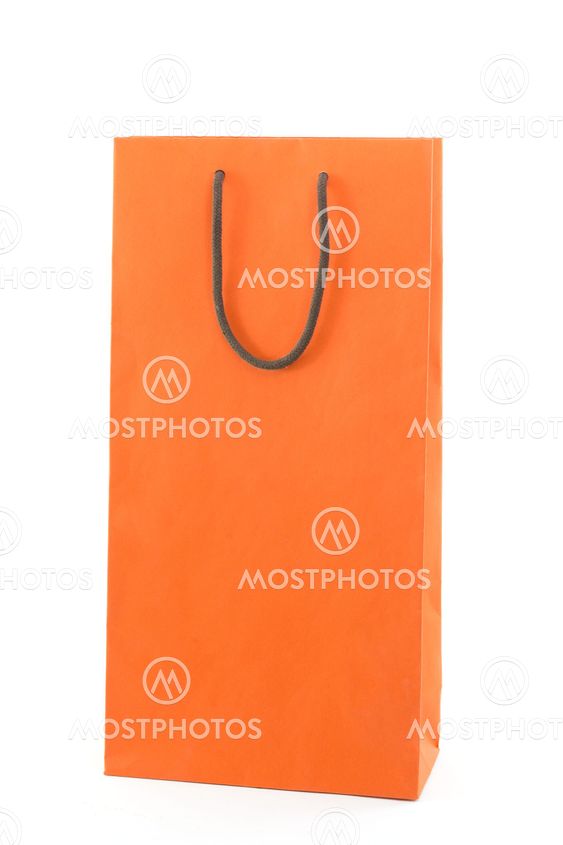 Orange shopping bag isolated on white background