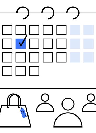 Shopping event highlighted on a calendar with attendees...