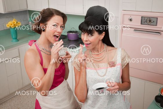 Women Smoking And Drinking Coffee