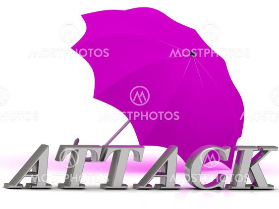 ATTACK- inscription of silver letters and umbrella