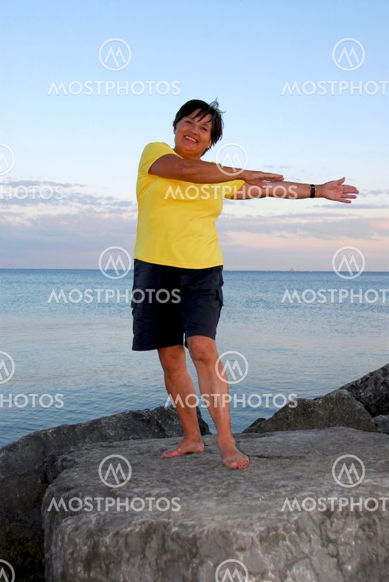 Mature woman exercising