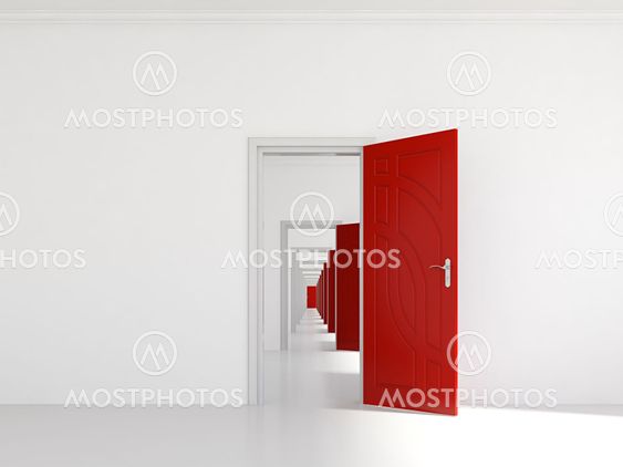 Hallway med mange døre