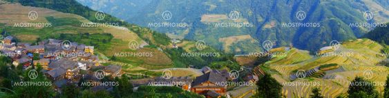 Rice terraces and old Chinese village Pingan
