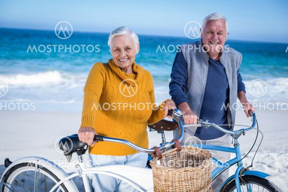 Senior couple with bikes