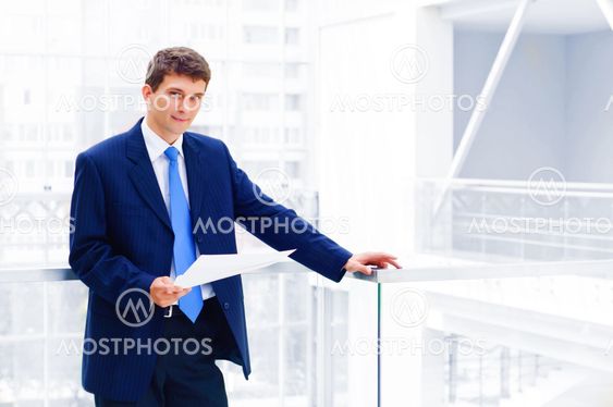 Smiling middle aged business man