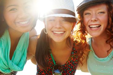 Portrait, smile and teenage with closeup outdoor for...