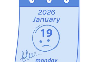 Blue Monday 2026 January 19 Calendar page Date Freehand...