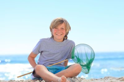 Boy with his fishing net