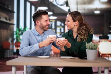 Romantic Dating Fun Together. Smiling Couple