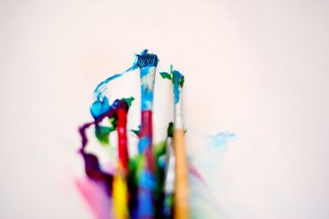 Paint, brushes and creativity with colour, art and...
