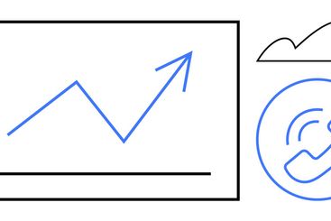 Rising Graph with Call Icon and Cloud Representing...