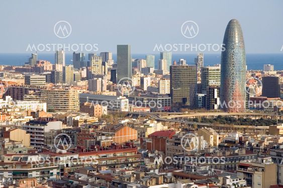 Bird view of the Agbar Tower in Barcelona (Spain)