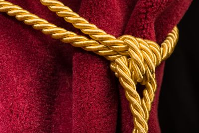 Red velvet curtain with tassel