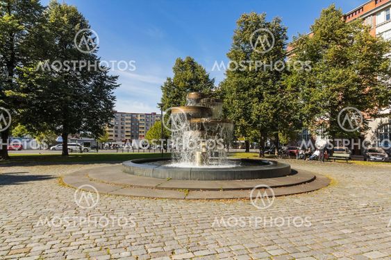 Small park on the edge of the marketplace