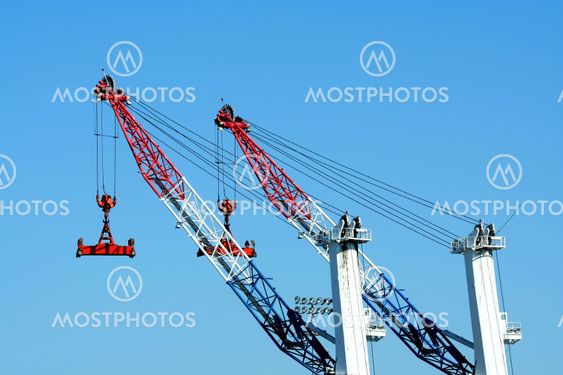 Two cargo container cranes