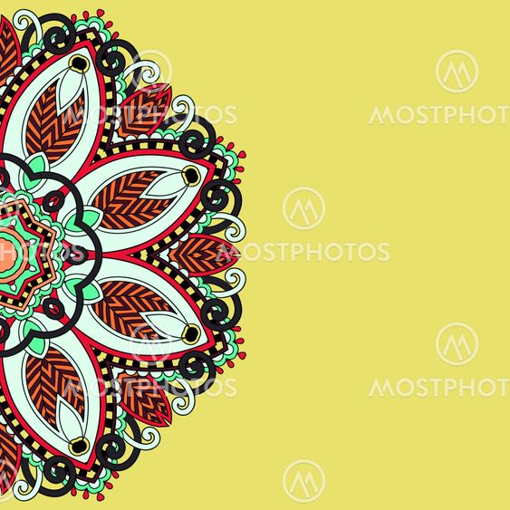 ornamental template with circle floral background