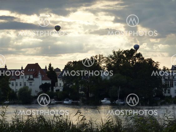Potsdam-view to Berlin suburb and balloon