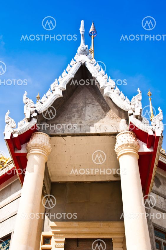 In front of the temple.