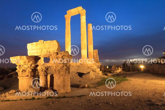 Temple of Hercules in Amman Citade at Nightl, Al-Qasr site, Jordan