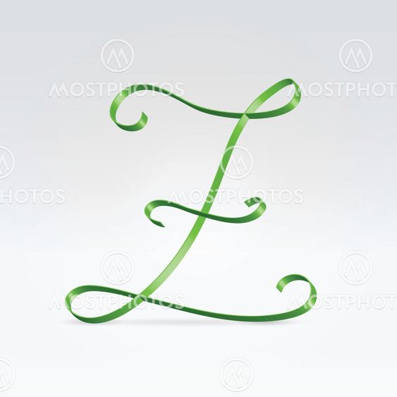 Thin green satin ribbon typeface