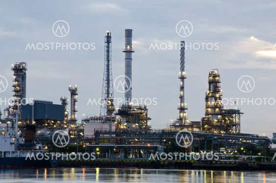 Oil refinery plant in the dawn.