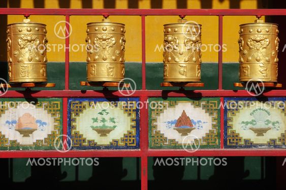 Tibetan prayer wheels