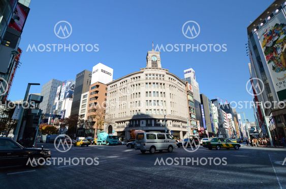 GINZA, JAPAN - NOV 26 : Ginza crossroad taken on November 26, 2013 in Tokyo.