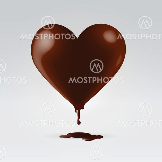 Chocolate heart shape candy melting