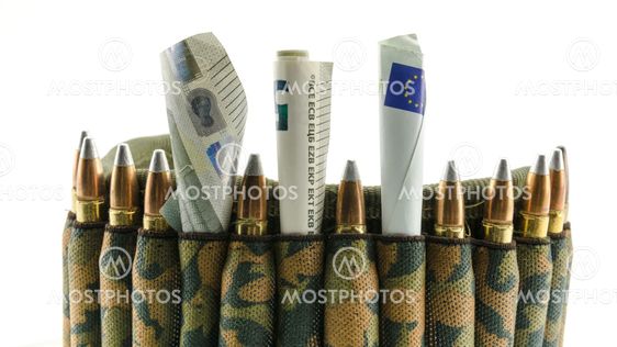 composition with bullets and euros