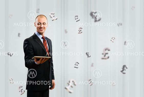 man holding tablet