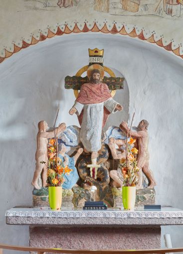 Christian statue, church and monument with Jesus Christ...